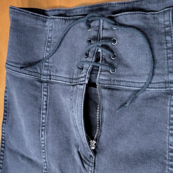 Free People Modern Femme Black Stretch Denim Corset Skirt - 6 - Picture 5 of 11